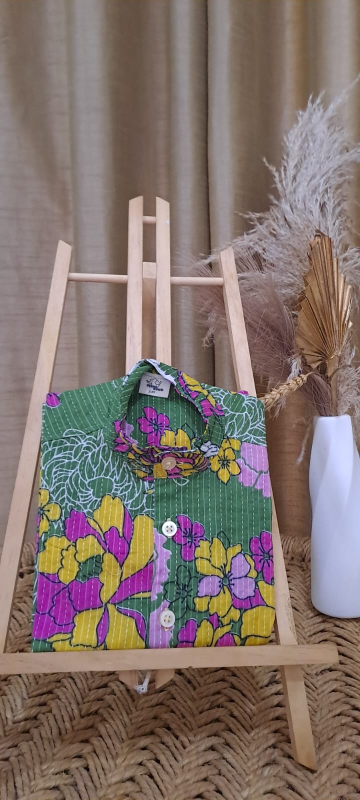 Green Flower Kantha