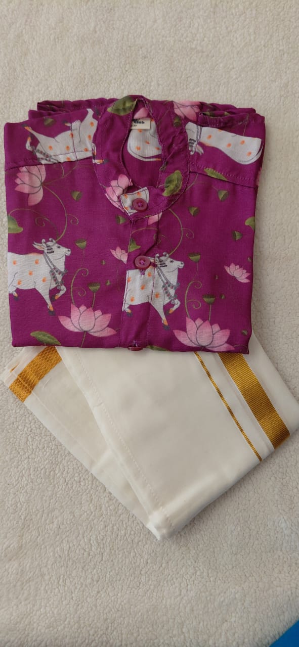 Purple pichwai silk shirt