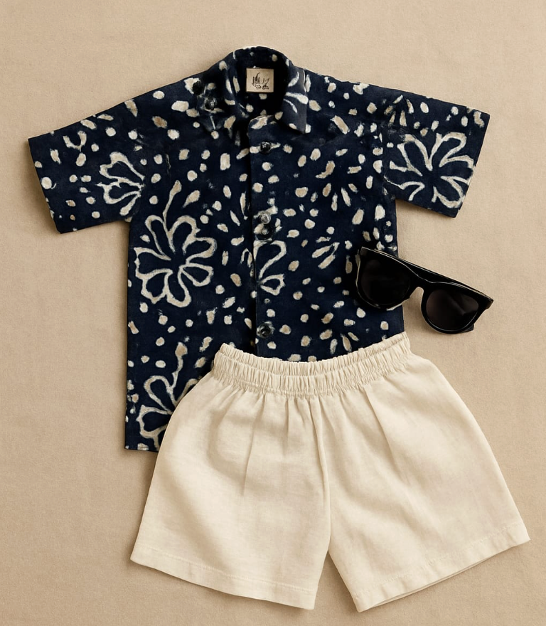 Indigo Shibori & White